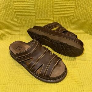 Brown Slide Sandals - Comfort Leather Slip-On